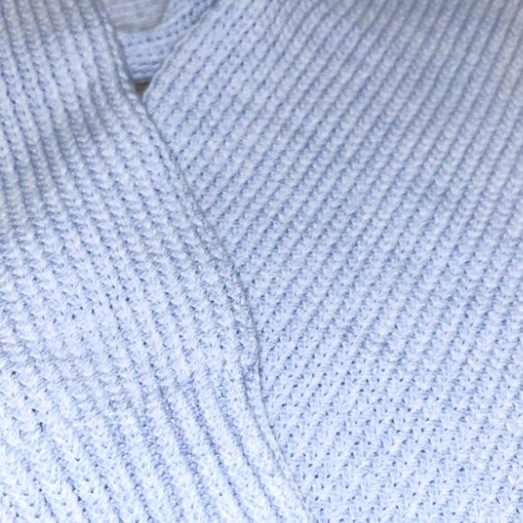 White + Warren Cotton Rope Knit Crewneck Sweater Sky Blue M - Picture 5 of 8